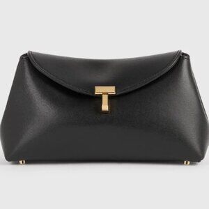 Toteme Mini T-lock leather clutch black